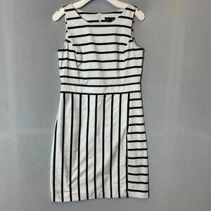 Tommy Hilfiger Women's Blue and White Striped Sleeveless Shift Dress